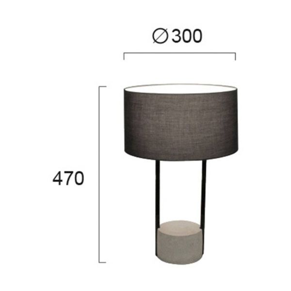 Viokef Stolná lampa Allegro s textilným tienidlom, sivá, Obývacia izba / jedáleň, kov, betón, látka, plast, E27, 40W, K: 47cm