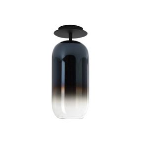 Artemide Gople Mini stropné svietidlo modrá/čierna, Obývacia izba / jedáleň, fúkané sklo, hliník, E14, 6W, K: 35cm