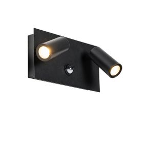 Buiten wandlamp zwart incl. LED 2-lichts bewegingssensor- Simon