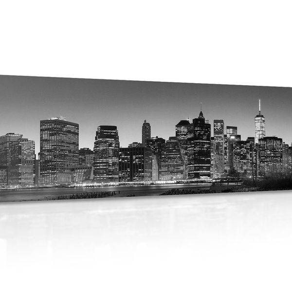 Obraz centrum New Yorku v čiernobielom prevedení - 135x45
