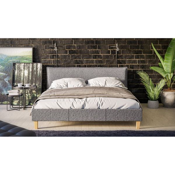 Sivá čalúnená dvojlôžková posteľ s roštom 160x200 cm Tina - Ropez