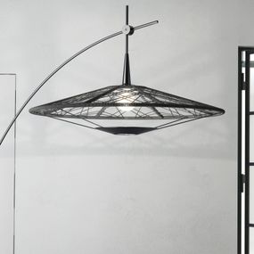 Forestier Carpa stojaca lampa čierna, výška 200 cm, Spálňa, bavlna, kov, E27, 40W, K: 200cm