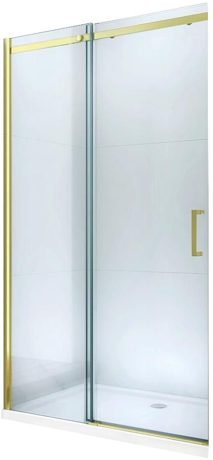 MEXEN - Omega posuvné sprchové dvere 140 cm, transparent, zlatý so sadou pre niku 825-140-000-50-00