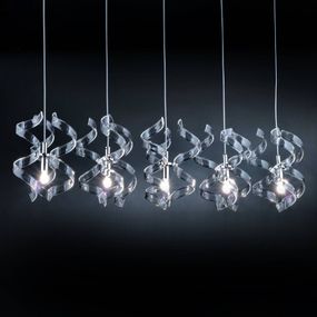 Metallux Závesná lampa Crystal 5-plameňová, Obývacia izba / jedáleň, kov, sklo, G9, 40W, P: 90 cm