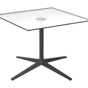 VONDOM - Stôl FAZ Ø podstavca 96,5 cm, sklenená doska 100x100 cm