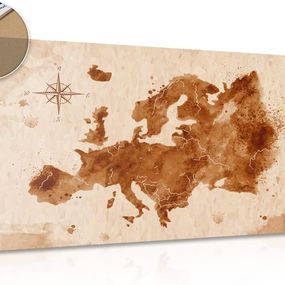 Obraz na korku retro mapa Európy - 90x60  transparent