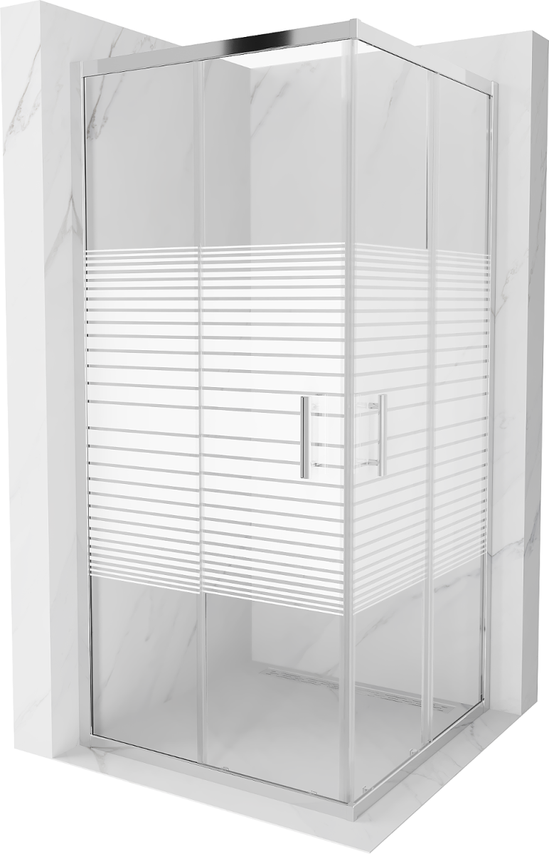 Sprchovací kút MEXEN RIO priehľadný / prúžky, 90x90 cm