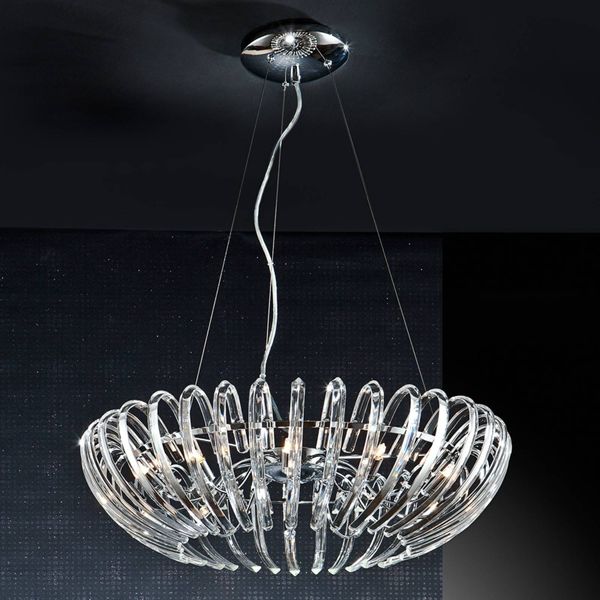 Schuller Valencia Závesná lampa Ariadna krištáľ, číra, 66 cm, Obývacia izba / jedáleň, kov, krištáľ, G9, 6W