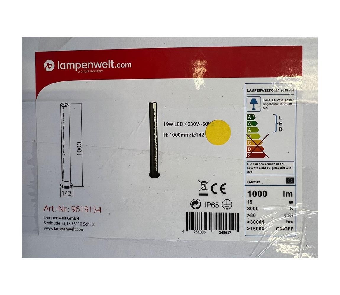 Lampenwelt - LED Vonkajšia lampa KEKE LED/19W/230V IP65