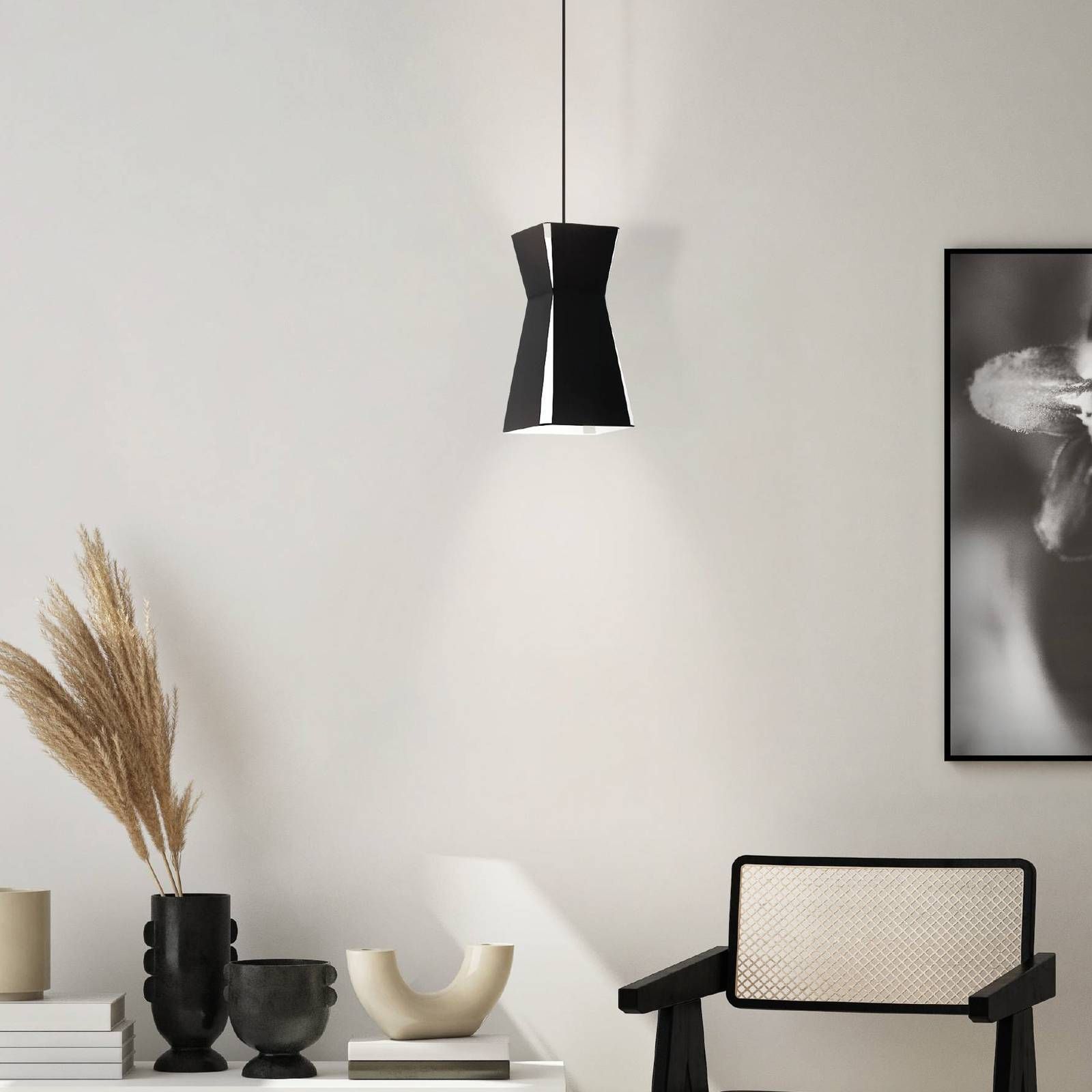 EGLO Závesná lampa Valecrosia, čierna, 18 cm x, Obývacia izba / jedáleň, oceľ, E27, 40W, P: 18 cm, L: 18 cm