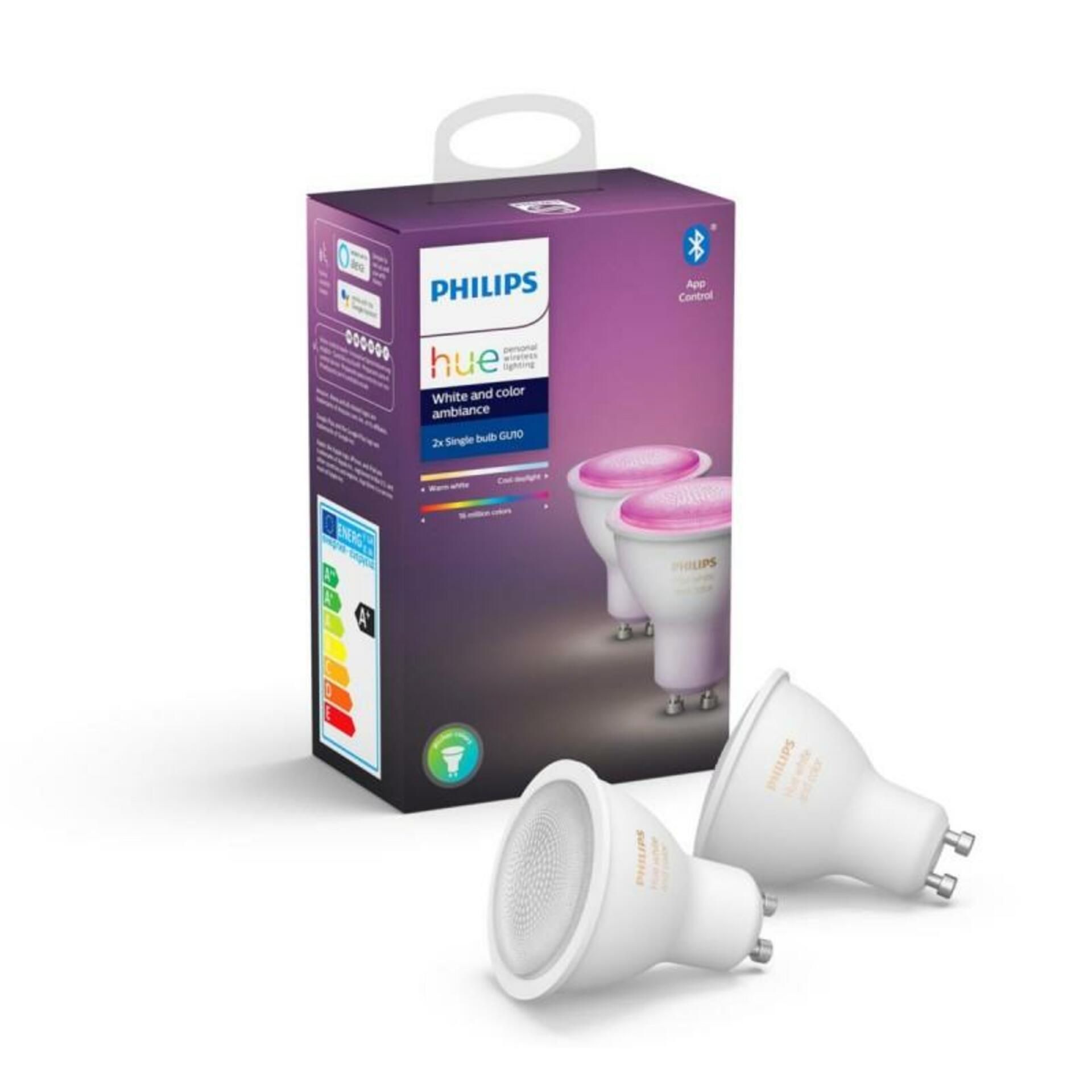 PHILIPS HUE Hue Bluetooth LED White and Color Ambiance žárovka GU10 5.7W 350lm 2000K-6500K RGB set 2 ks