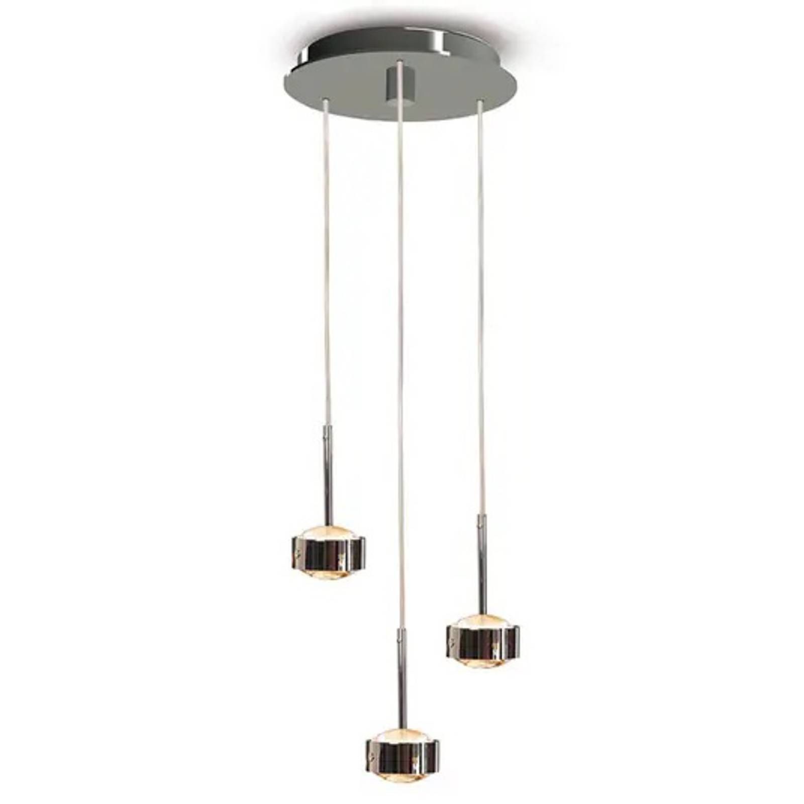 Top Light Závesné LED svietidlo Puk Drop Trio, nikel matný, Obývacia izba / jedáleň, kov, sklo, G9, 3W, K: 3.3cm