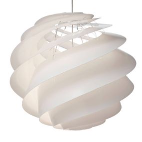 LE KLINT Swirl 3 Large – závesná lampa v bielej, Obývacia izba / jedáleň, plast, E27, 75W, K: 60cm