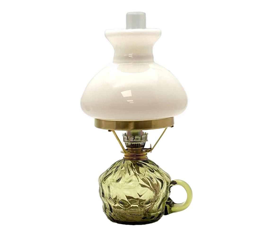 Petrolejová lampa KLÁRA 34 cm lesná zelená veľká krakle