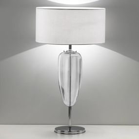 Ailati Stolná lampa Show Ogiva 82 cm sklenený prvok číry, Obývacia izba / jedáleň, textil, sklo, kov, E27, 105W, K: 82cm