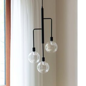 Dyberg Larsen Chester závesná lampa, čierna, Obývacia izba / jedáleň, kov, sklo, G9, 5W, K: 23cm