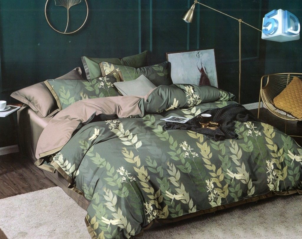 DomTextilu Štýlové zelené obojstranné posteľné obliečky s motívom listov 3 časti: 1ks 160 cmx200 + 2ks 70 cmx80 Zelená 40218-184881
