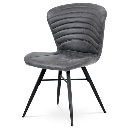 Autronic Jedálenská stolička, sivá látka vintage, kov čierny mat HC-442 GREY3