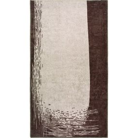 Tmavohnedo-krémový prateľný koberec 80x50 cm - Vitaus