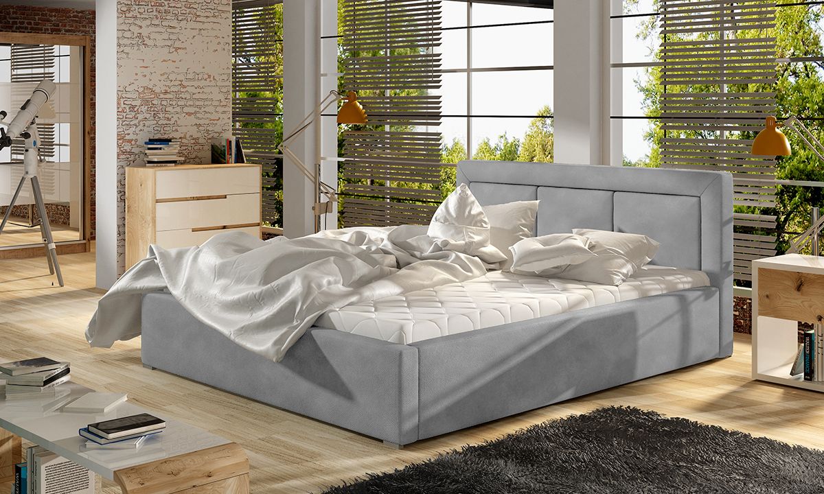 Čalúnená manželská posteľ s roštom Branco UP 140 - svetlosivá (Paros 05)