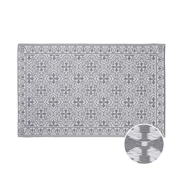 Butlers COLOUR CLASH Vonkajší koberec kachličky  180 x 120 cm - sivá/biela