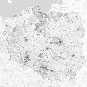 Polska - mapa w odcieniach szarości - fototapeta FXL3334