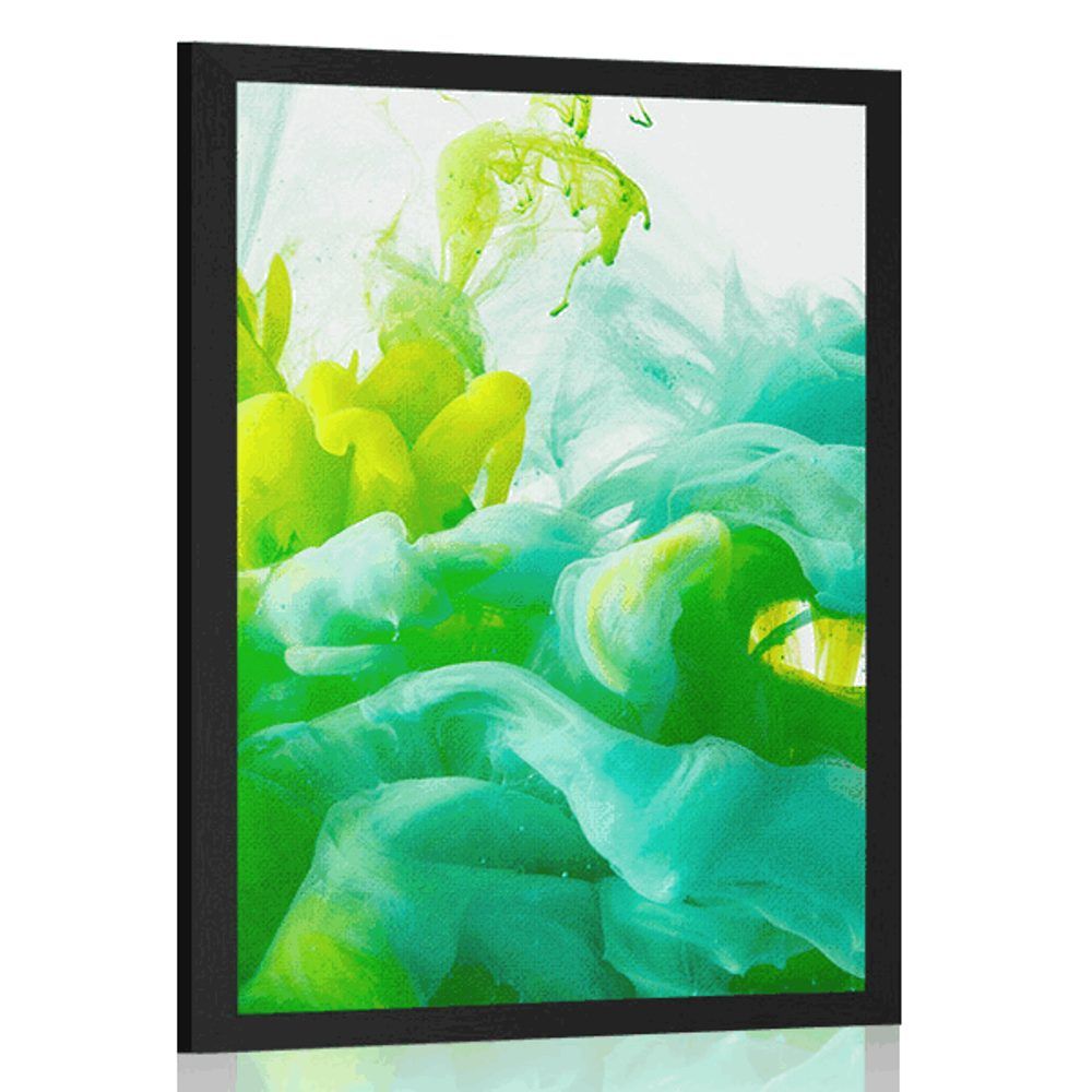 Plagát atrament v zelených odtieňoch - 40x60 black