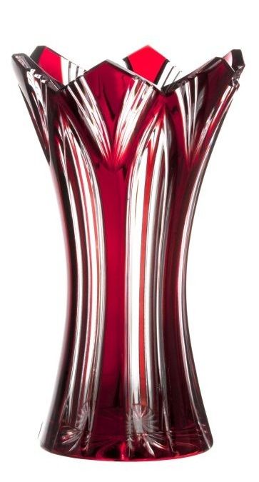 Krištáľová váza Lotos, farba rubínová, výška 230 mm