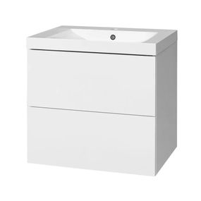 MEREO - Aira, kúpeľňová skrinka s umývadlom z liateho mramoru 61 cm, biela CN710M