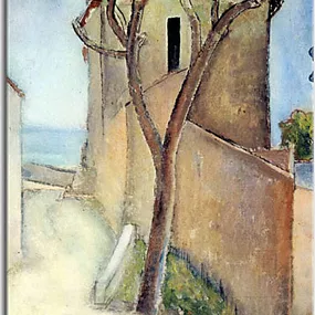 Reprodukcie Amedeo Modigliani - Tree and house zs17650