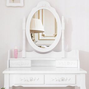 domtextilu.sk Kvalitný toaletný stolík s otáčacím zrkadlom a stoličkou 14392 Biela