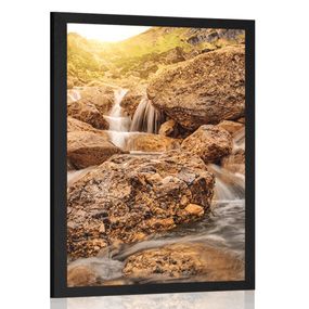 Plagát vysokohorské vodopády - 40x60 black