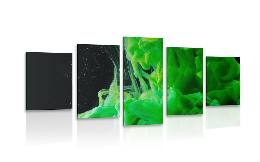 5-dielny obraz zelené tečúce farby