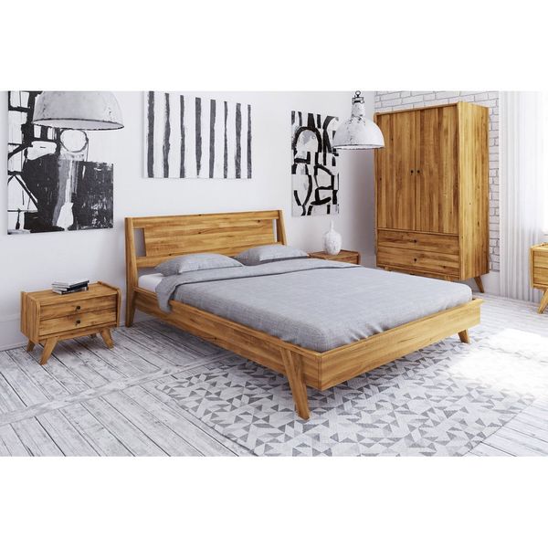 Dvojlôžková posteľ z dubového dreva 200x200 cm Retro 2 - The Beds