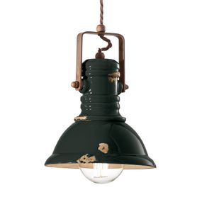 Ferroluce Závesná lampa C1691 v priemyselnom dizajne čierna, Obývacia izba / jedáleň, keramika, kov, E27, 53W, K: 30cm