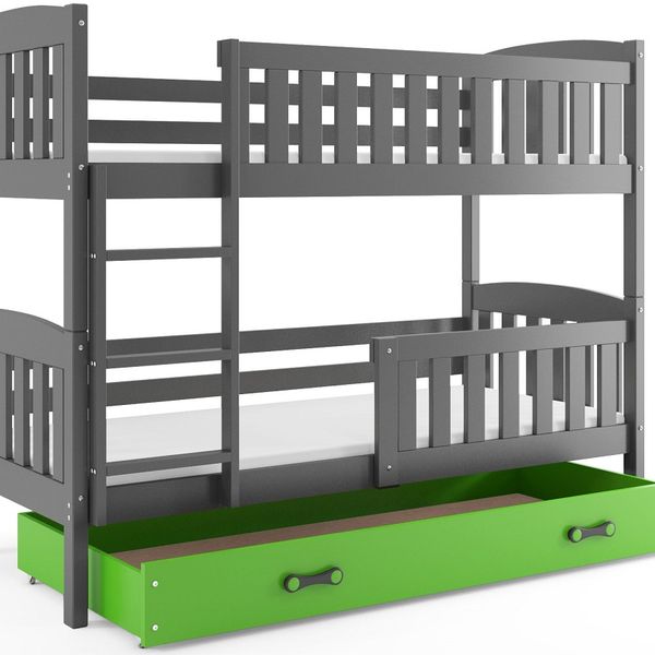 Poschodová posteľ KUBO - 200x90cm - Grafitová - Zelená