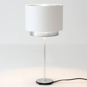 Holländer Stolná lampa Mattia, perla, hodváb biela/striebro, Obývacia izba / jedáleň, železo, perla, hodváb, E14, 40W, K: 44cm