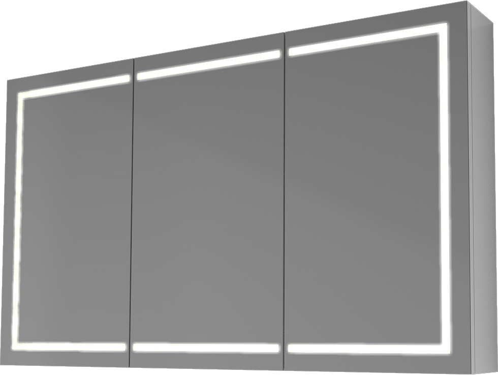 Zrkadlo PRO 1200 LED troj-dverové - Biely lak, matný