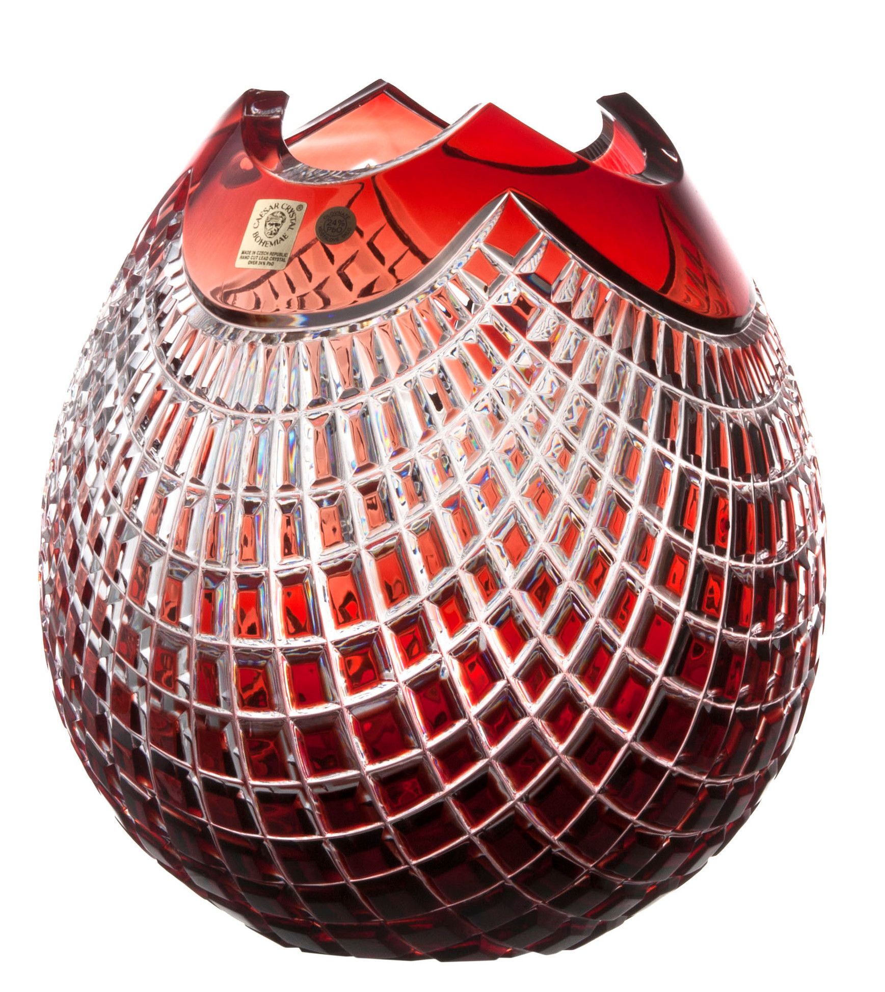 Krištáľová váza Quadrus, farba rubínová, výška 210 mm