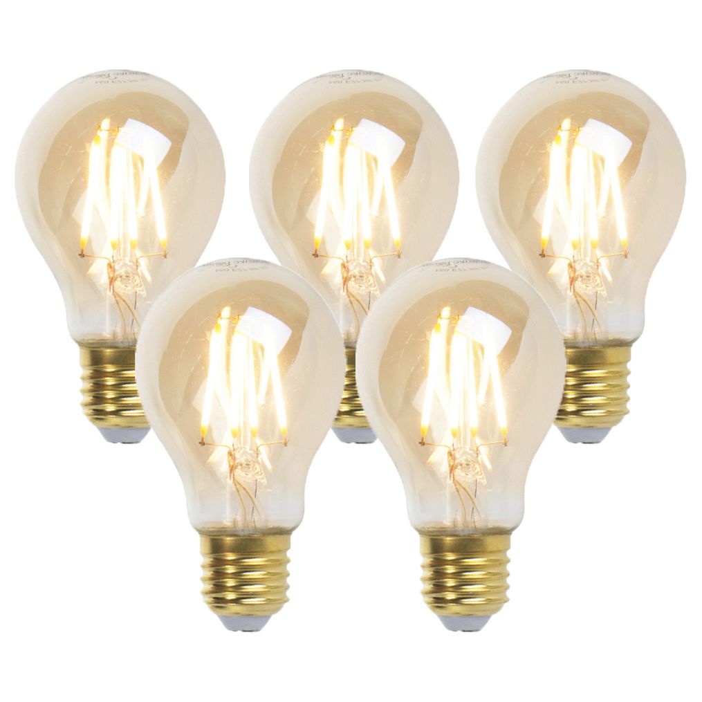 Sada 5 stmievateľných žiaroviek LED žiarovka E27 goldline 360lm 2200K