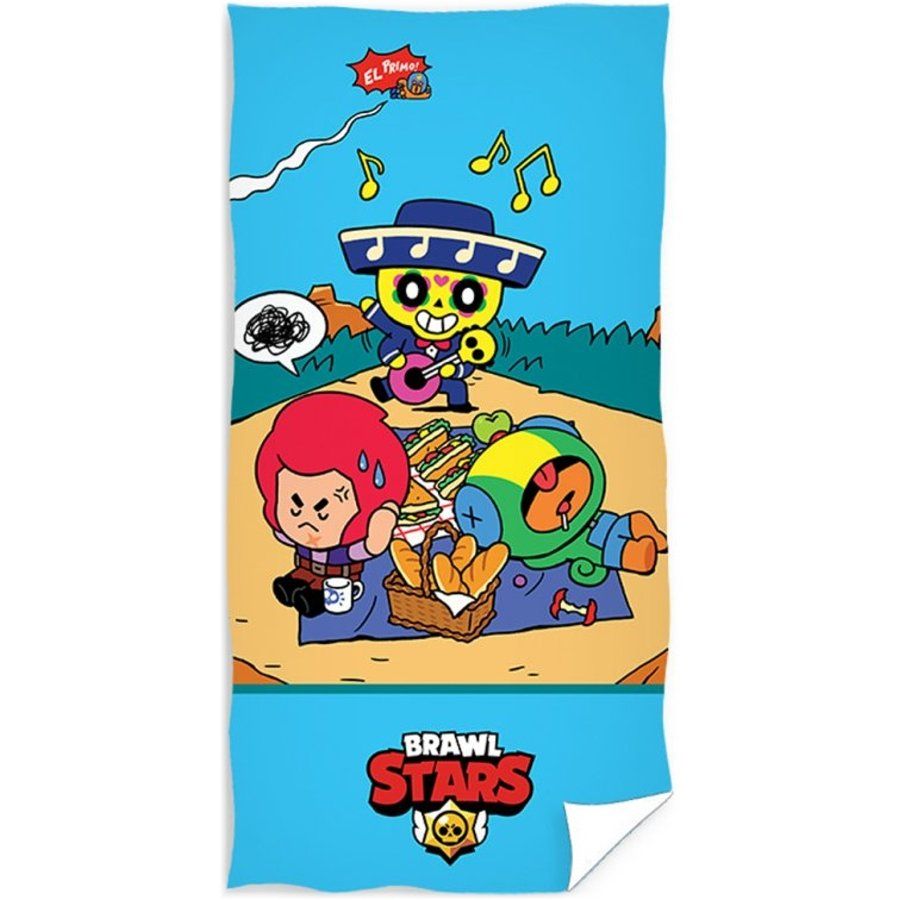 Carbotex · Plážová osuška Brawl Stars - motív Brawleri na pikniku - 100% bavlna s gramážou 300 gr./m² - 70 x 140 cm