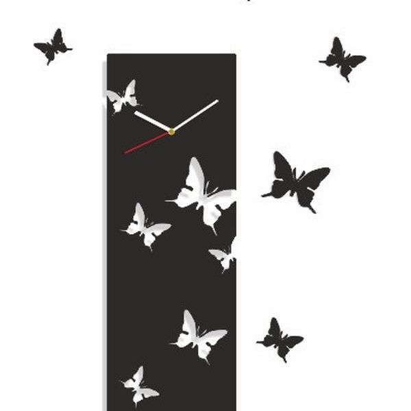 DomTextilu Obdĺžnikové nalepovacie hodiny s motýľmi 8694-23841