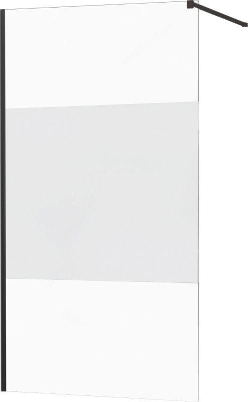 MEXEN/S - KIOTO Sprchová zástena WALK-IN 090x200 cm 8 mm, čierna, Transparent / matné sklo 800-090-101-70-35