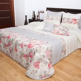 DomTextilu Prehoz na posteľ krémovej farby s ružami Šírka: 220 cm | Dĺžka: 240 cm 4616-104247
