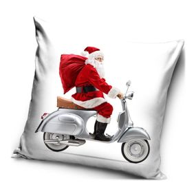 Carbotex · Vianočný vankúš Santa na Vespe - 40 x 40 cm