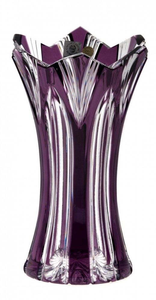 Krištáľová váza Lotos, farba fialová, výška 205 mm