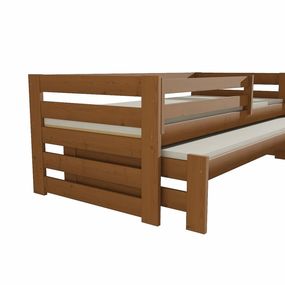 Detská posteľ s výsuvnou prístelkou z MASÍVU 200x90cm bez šuplíka - DPV007 - morenie dub