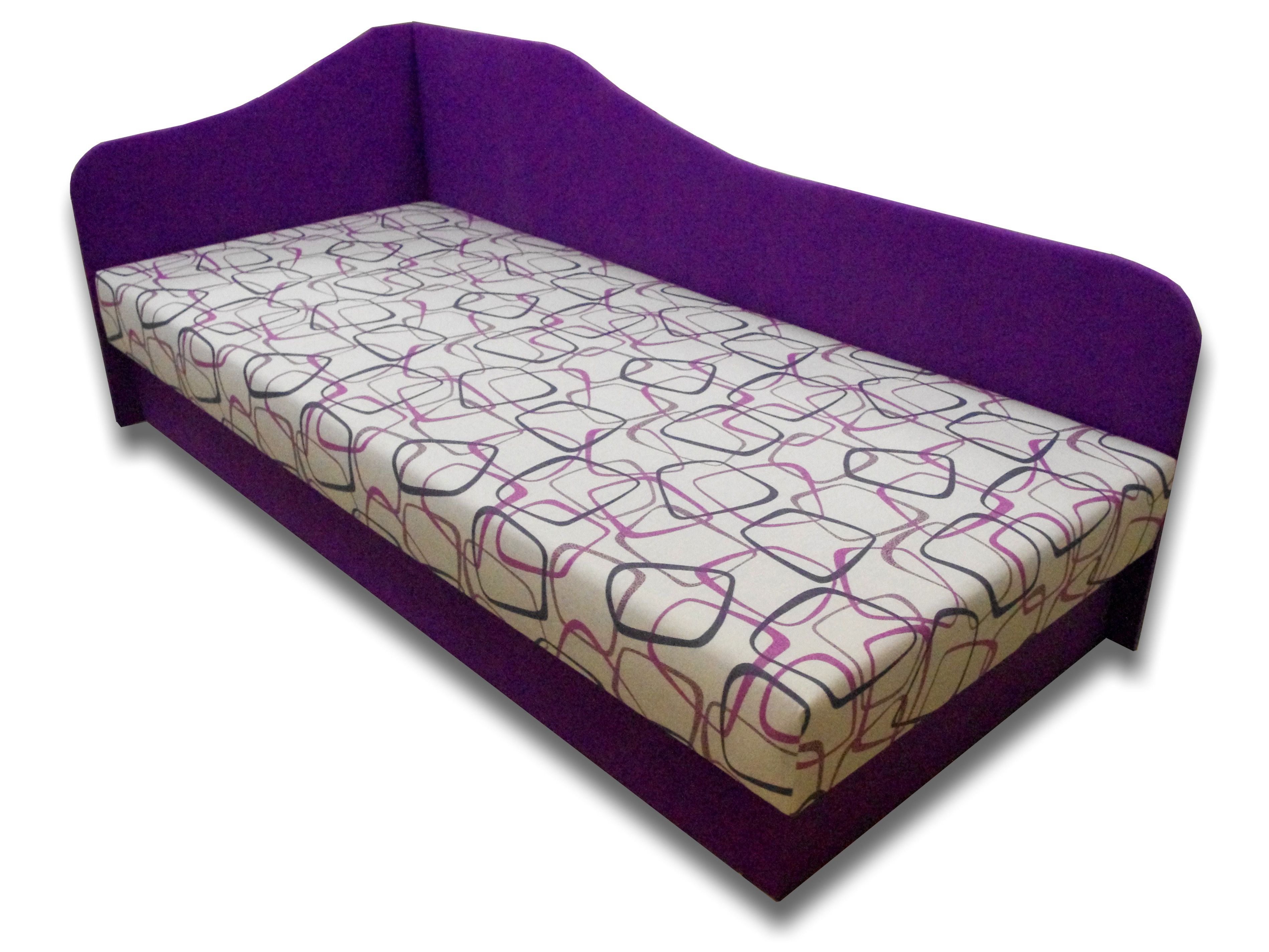Jednolôžková posteľ (váľanda) 80 cm Lux 87 (Fialová 49 + Dodo 1058) (L)