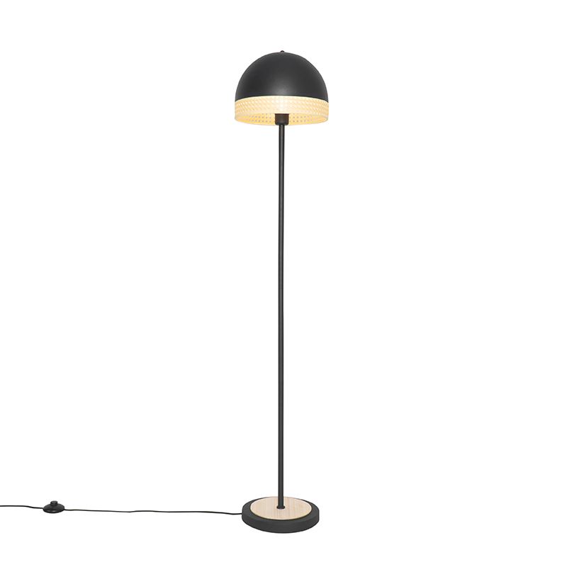 Orientálna stojaca lampa čierna s ratanom 30 cm - Magna Rattan