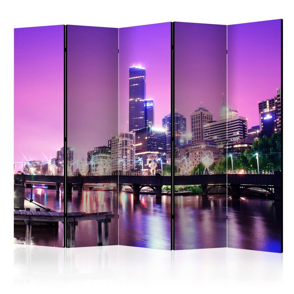 Paraván Purple Melbourne Dekorhome 225x172 cm (5-dielny)